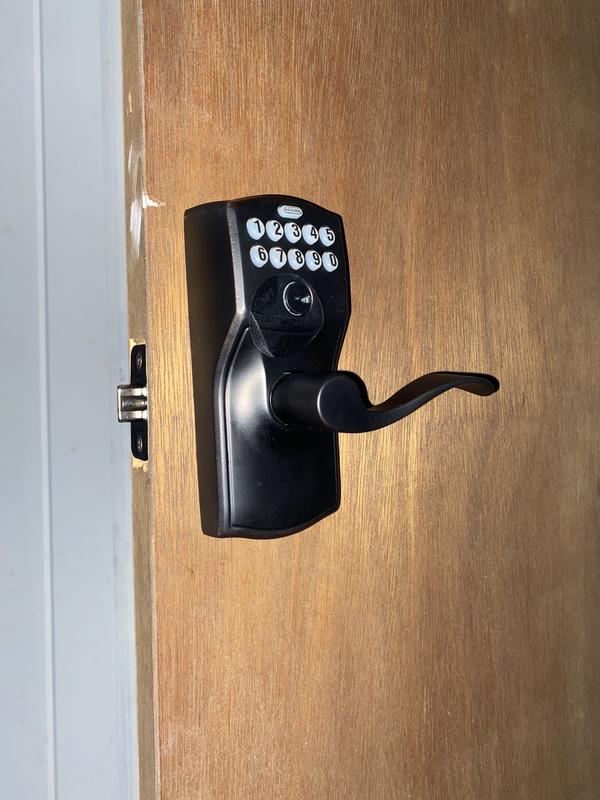 Schlage Fe595v-Cam-Acc Camelot Keypad Entry with Flex-Lock Door Lever Set with A Satin Nickel