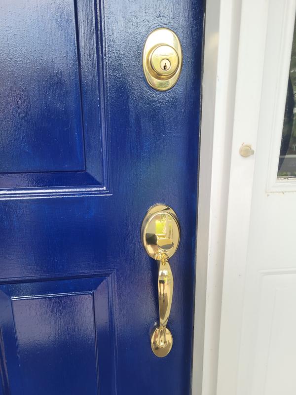 Plymouth Bright Brass Single Cylinder Deadbolt with Flair Knob Door Handleset