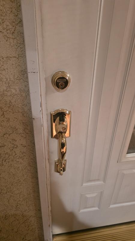 Schlage Addison Front Entry Handleset With Accent Lever - Satin Nickel, Single Cylinder Deadbolt, Grade 1 Security