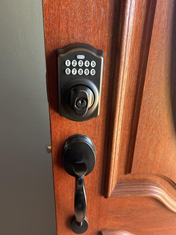 Camelot Trim Keypad Deadbolt paired with Accent Passage Lever
