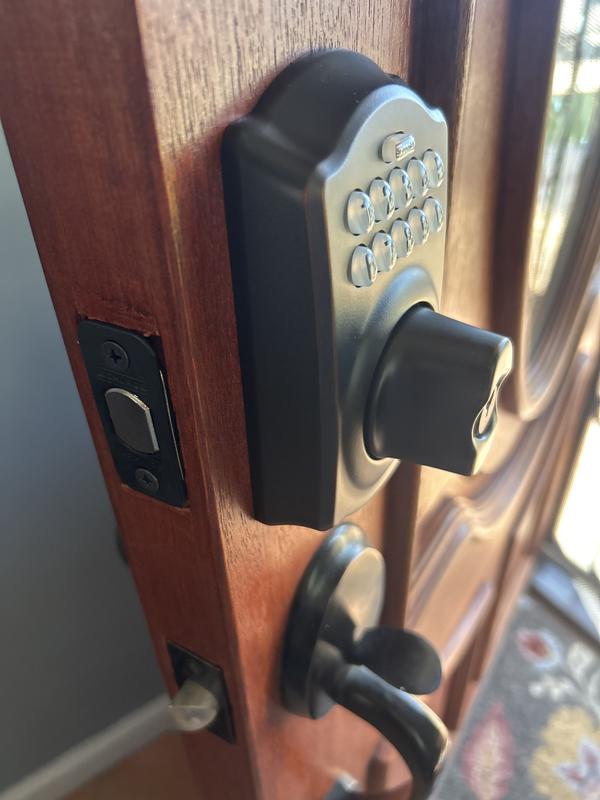 Camelot Trim Keypad Deadbolt paired with Accent Passage Lever