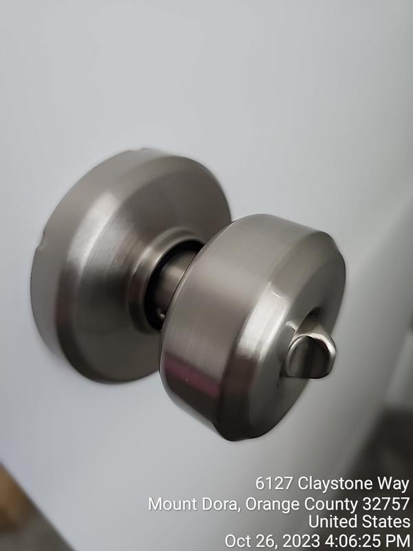 Schlage Bowery Satin Nickel Exterior Keyed Entry Door Knob in the