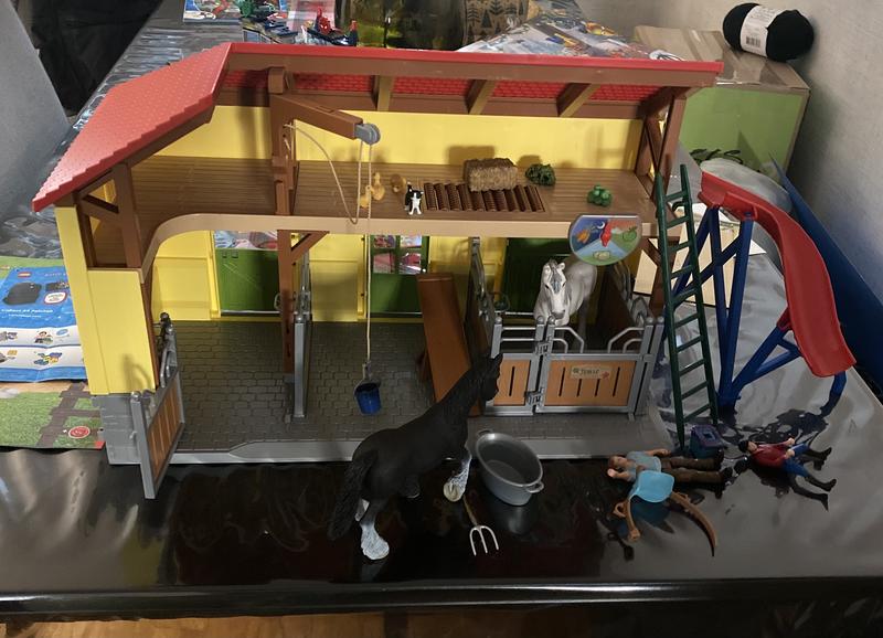 In the process of setting up the inside of the stable