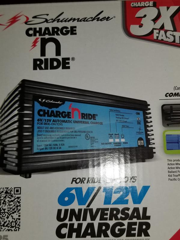 Schumacher Charge 'N Ride 6V/12V Battery Charger For Ride-On Toys - 3-Amp Fast Charger With 5 Connectors