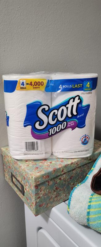 Scott 1000 Toilet Paper, 4 Rolls, 1000 Sheets Per Roll