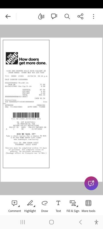 My receipt