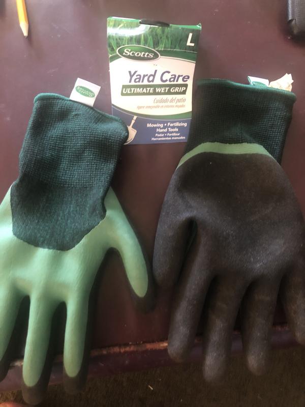 Scotts Large Latex Dipped Green & Black Gloves Sc30602