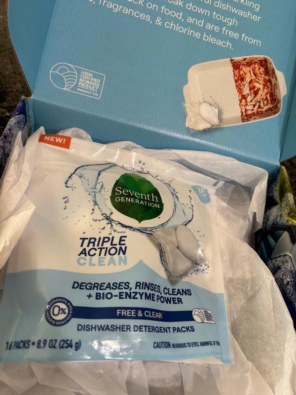 Triple Action Clean Dishwasher Detergent Packs - Free & Clear