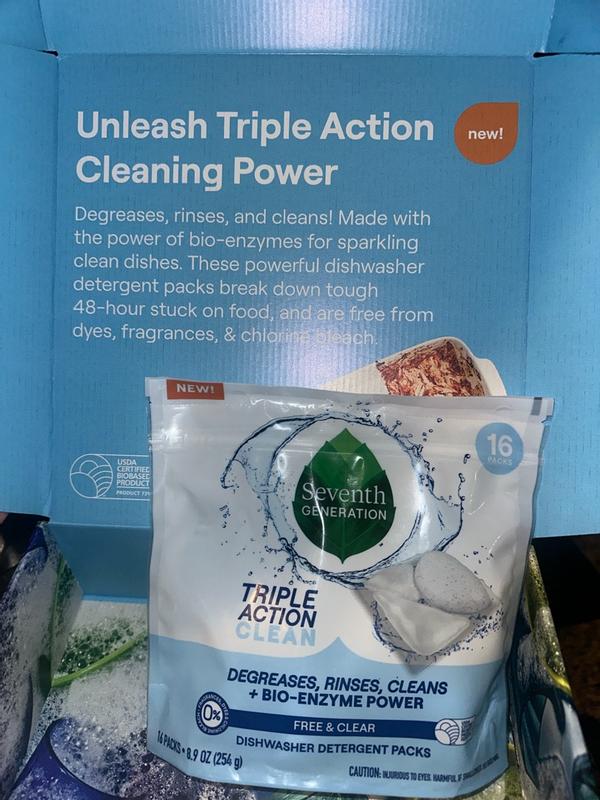 Triple Action Clean Dishwasher Detergent Packs - Free & Clear