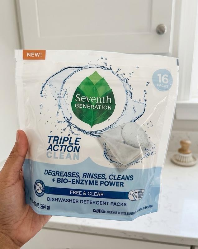 Triple Action Clean Dishwasher Detergent Packs - Free & Clear