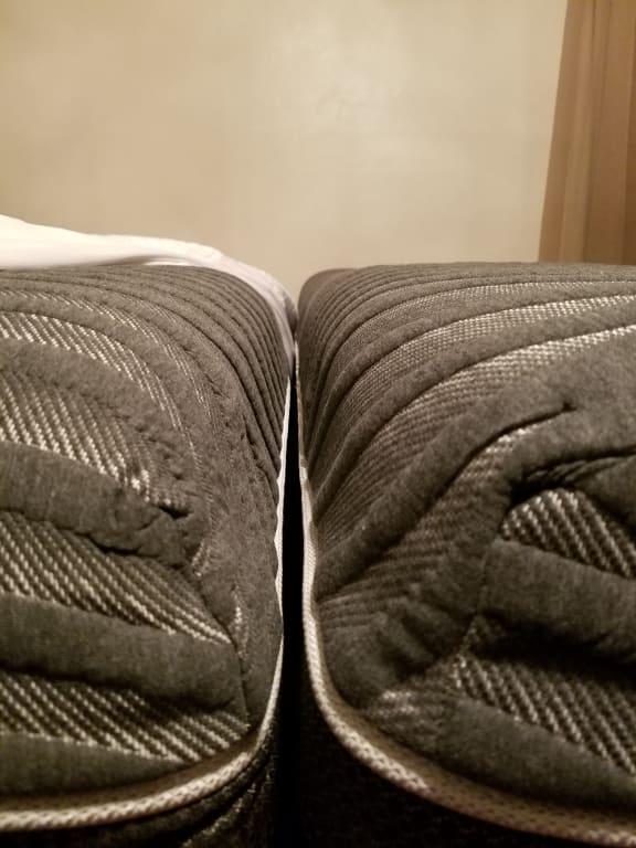 Very noticeable gap. Not flush against.