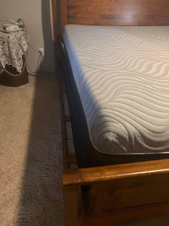 There was a large dent when it was delivered. Don't think it made a difference. Seems to be good quality bed just not comfortable