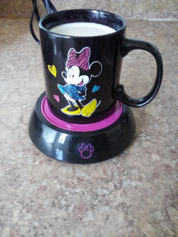 Disney Mickey Mouse Electric Coffee Mug Warmer With 10 oz Cup Black Red  OPEN BOX