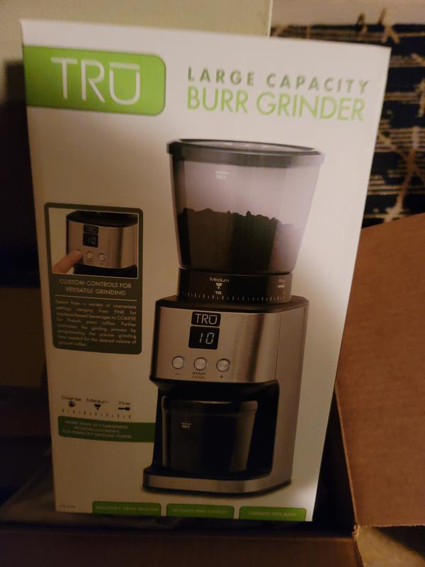 Tru Large Capacity Conical Burr Grinder - Silver