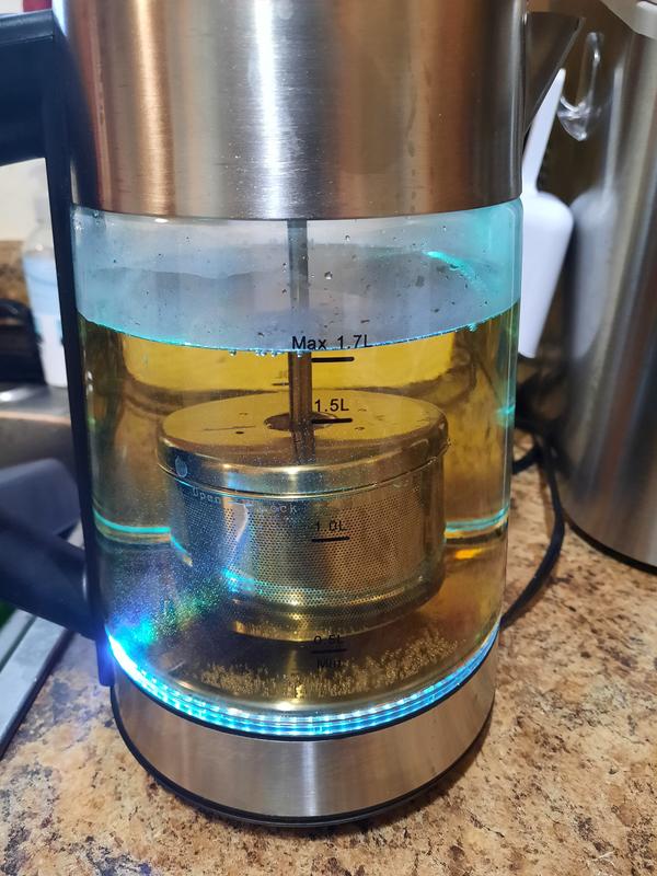 1.7-Liter Electric Glass Kettle with Color Changing LED Indicators