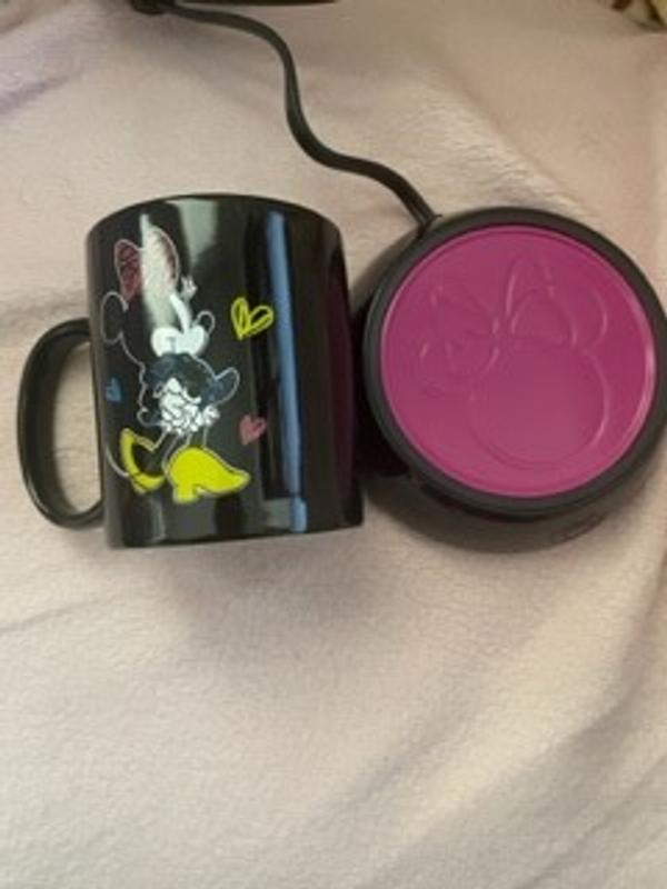 Disney Mickey Mouse Electric Coffee Mug Warmer With 10 oz Cup Black Red  OPEN BOX