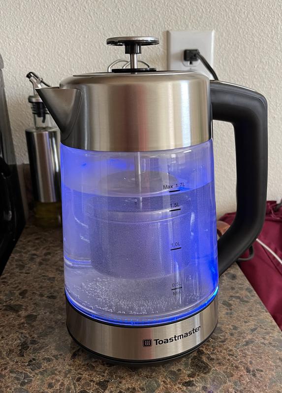 1.7-Liter Electric Glass Kettle with Color Changing LED Indicators and  Stainless Tea Infuser