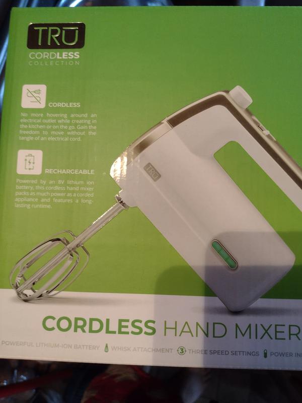 Farberware Cordless Rechargeable 3 Speed Hand Mixer, White, New 