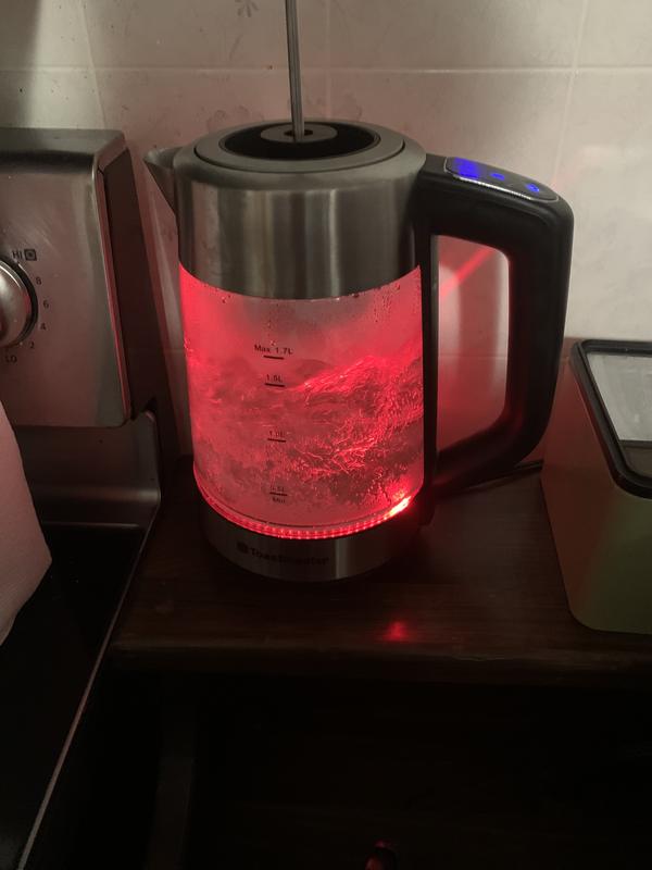 1.7-Liter Electric Glass Kettle with Color Changing LED Indicators and Stainless  Tea Infuser - Select Brands