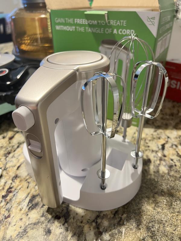 Kitchen Selectives TRU 3-Speed Hand Mixer with Whisk Attachment in White