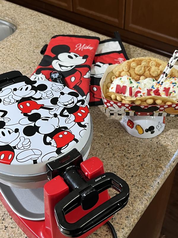 Mickey Mouse Rotating Bubble Waffle Maker, Single Flip Waffle Iron