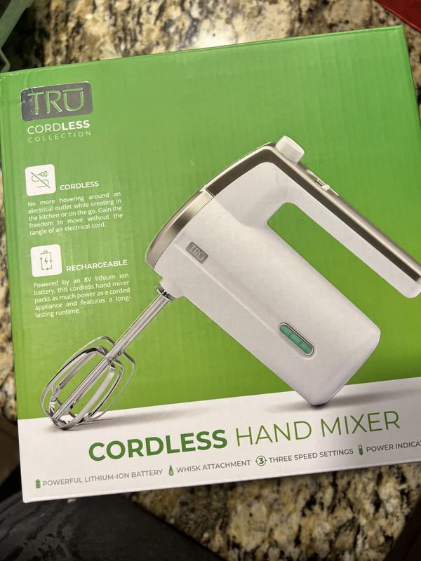TRU Cordless Rechargeable 3 Speed Hand Mixer