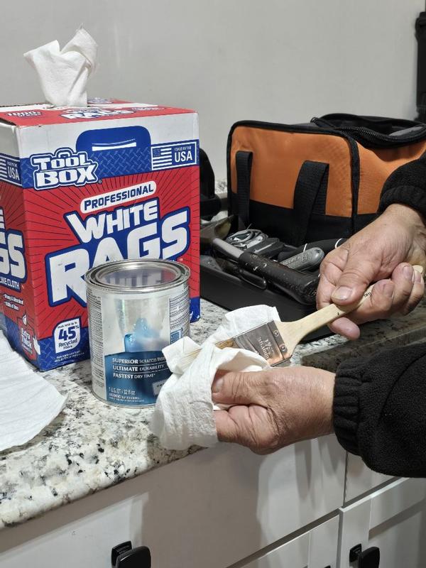 TOOLBOX® White Rags - Box (200 Sheets) | Versatile and Durable