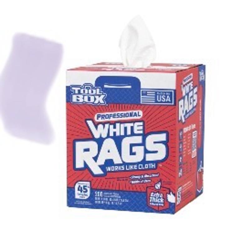 TOOLBOX® White Rags - Box (200 Sheets) | Versatile and Durable