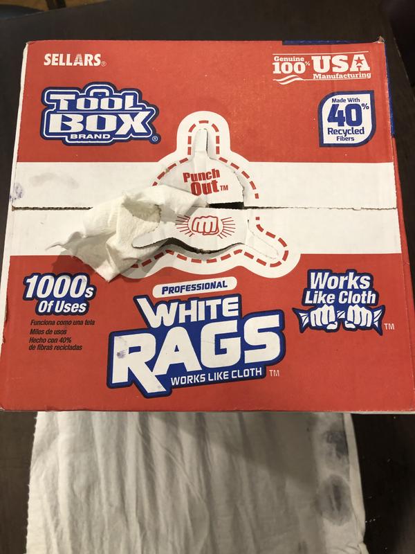 ToolBox Brand Professional White Shop Rags, 1 Box (200 Sheets per Box)