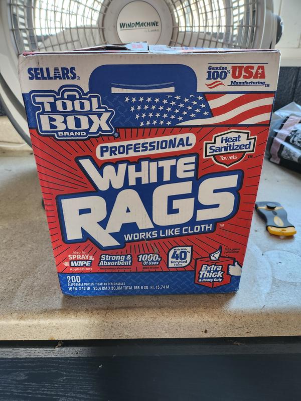 TOOLBOX White Rags Box, 200-Pack, 10 in. x 12 in.