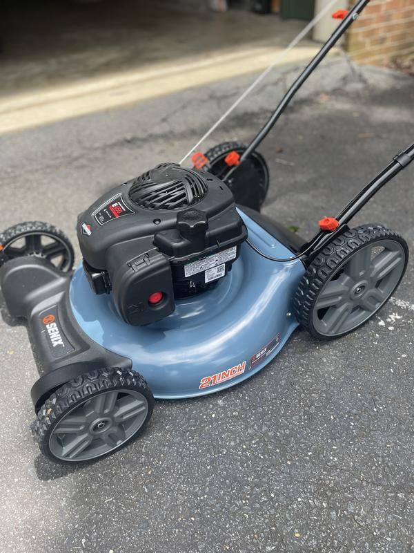 Side view of the mower