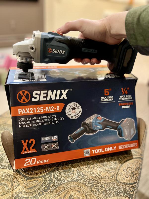 Senix 20 Volt Max 5 in. Brushless Angle Grinder Tool Only, PAX2125-M2-0