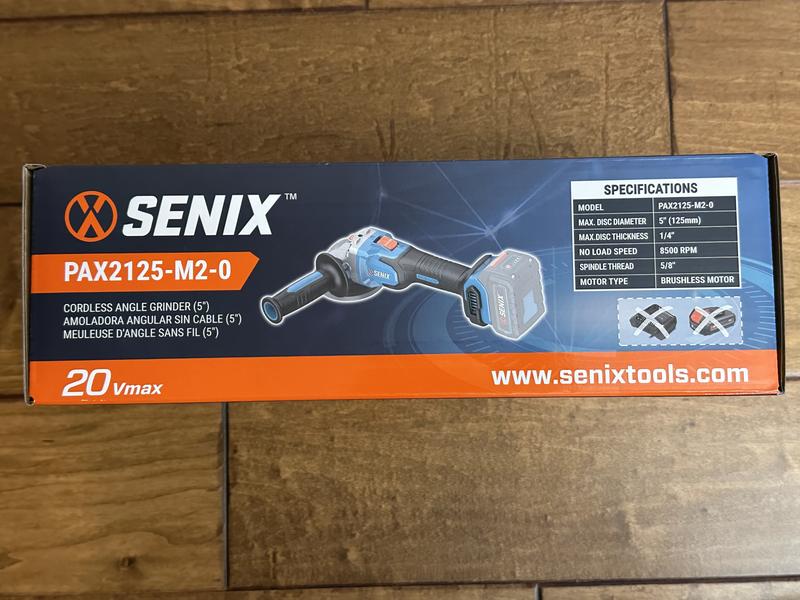 Senix 20 Volt Max 5 in. Brushless Angle Grinder Tool Only, PAX2125-M2-0