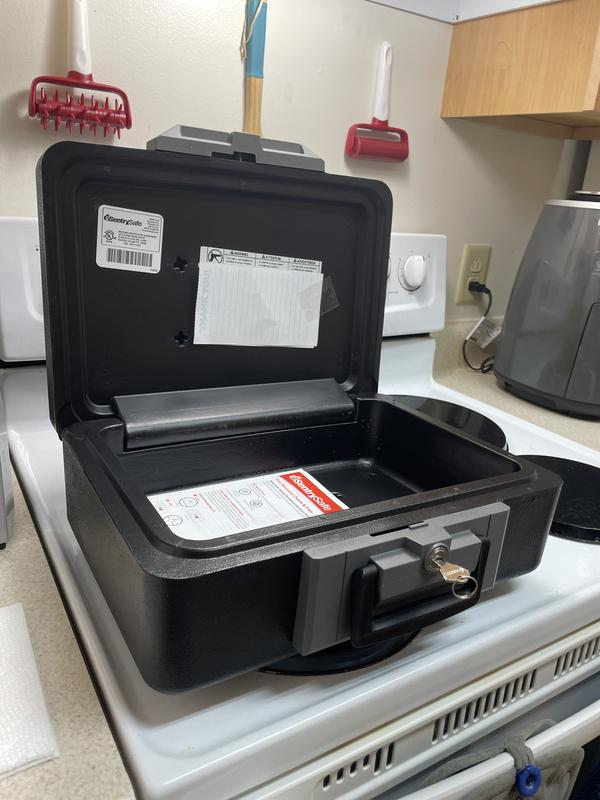 Small Fire Safe Box for Documents, 6.3 in x 15.3 in x 12.1 in