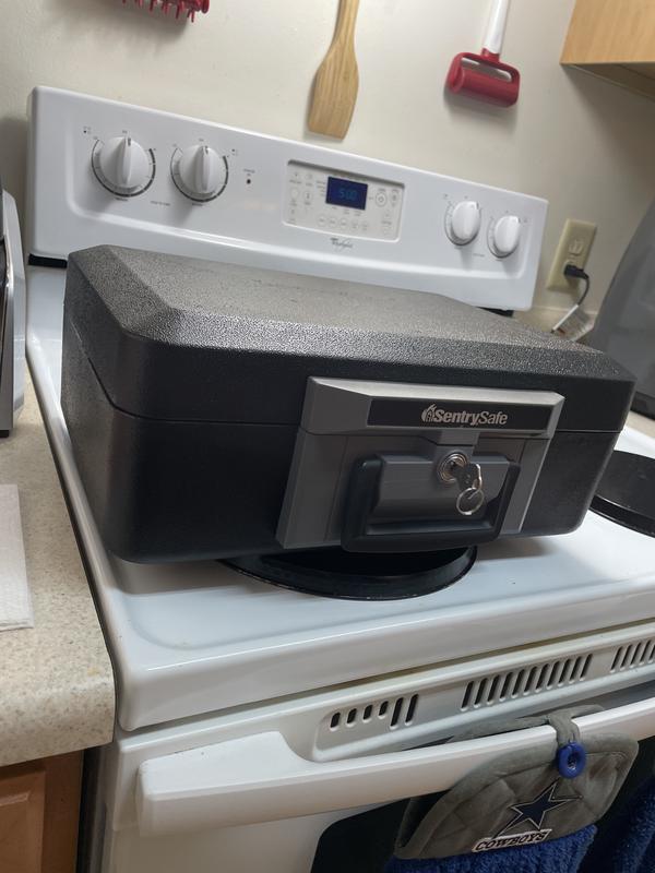 Small Fire Safe Box for Documents, 6.3 in x 15.3 in x 12.1 in