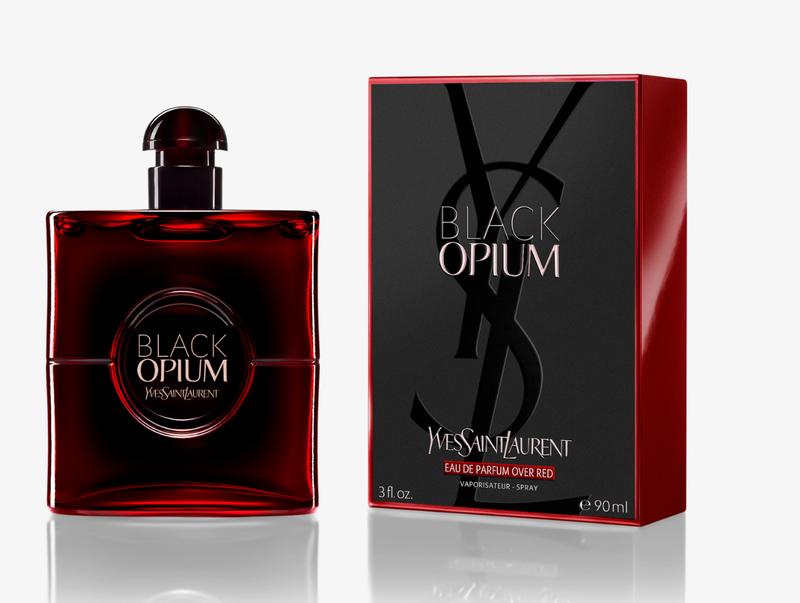 Black Opium Eau de Parfum Over Red with Cherry & Coffee - Yves