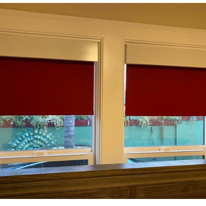 Guest Bedroom roller shades.  Connected to the remotes, Lutron app and Homekit
