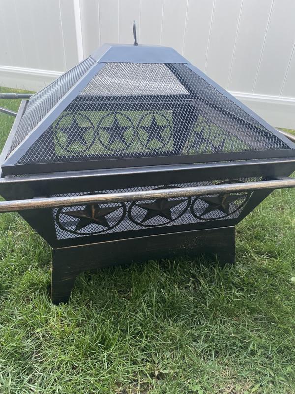 Sunnydaze Northern Galaxy Square Fire, Crossfire Fire Pit With Cooking Grates