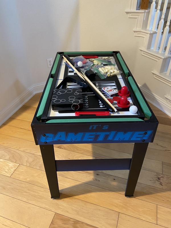 Sunnydaze Multi-Game Table with Billiards, Hockey, Foosball, Ping Pong,  Shuffleboard, Chess, Cards, Checkers, Bowling, and Backgammon - Game Time  Blue 