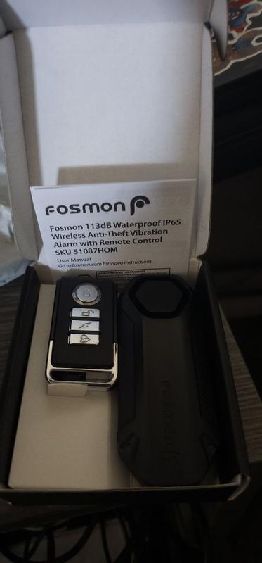 Fosmon 113dB Waterproof Wireless Anti-Theft Vibration Alarm  2-Pack with  Remote (Black) | Bike, Scooter & Vehicle Security