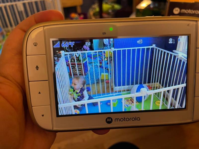 Two views of our playpen