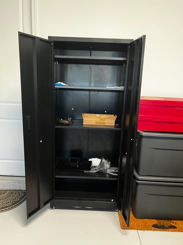 Hephastu 32 in. W x 71 in. H x 16 in. D Black Lockable Metal