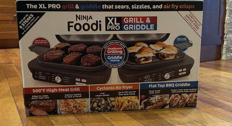 Best Buy: Ninja Foodi XL Pro Indoor 7-in-1 Grill & Griddle with 4-Quart Air  Fryer, Roast, Bake, Dehydrate, Broil Silver/Black IG601