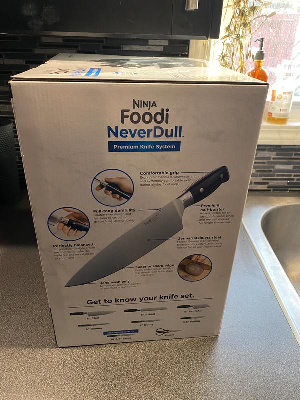  Ninja K32014 Foodi NeverDull Premium Knife System, 14 Piece  Knife Block Set with Built-in Sharpener, German Stainless Steel Knives,  Black: Home & Kitchen
