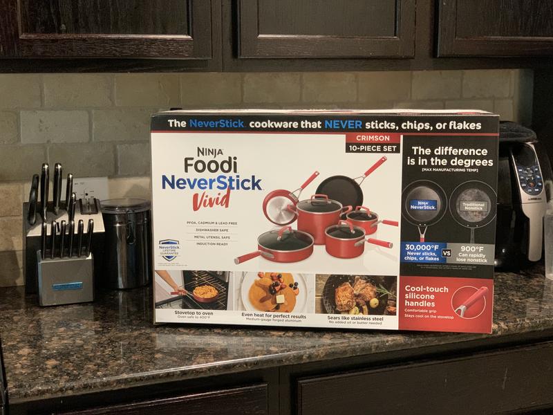 As Seen on TV Ninja Foodi NeverStick 10-Piece Cookware Set, Aluminum, Black