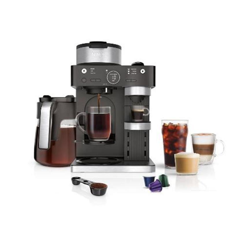 TRU 15-Bar Semi-Automatic All-In-One Espresso Maker with Grinder