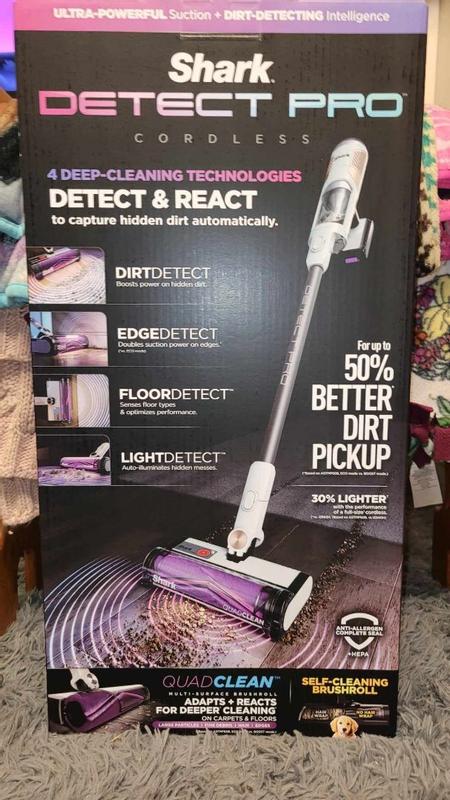 Shark IW1111 Detect Pro Cordless Stick HEPA Filter, QuadClean Multi-Surface  Brushroll, Lightweight Vacuum, Includes 8 Crevice Tool, Up to 40-Minute
