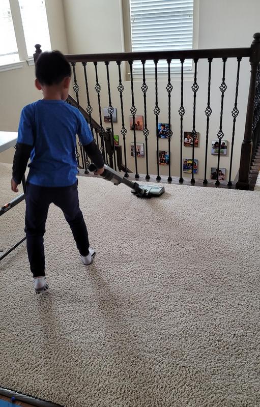 Son vacuuming