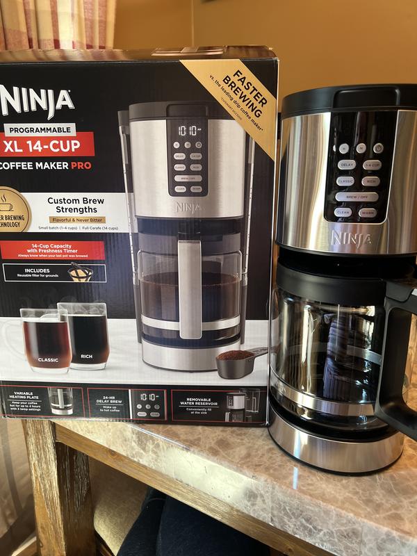 Ninja DCM201 14-Cup, Programmable Coffee Maker XL Pro with Permanent  Filter, 2 Brew Styles Classic and Rich, 4 Programs Small Batch, Delay Brew
