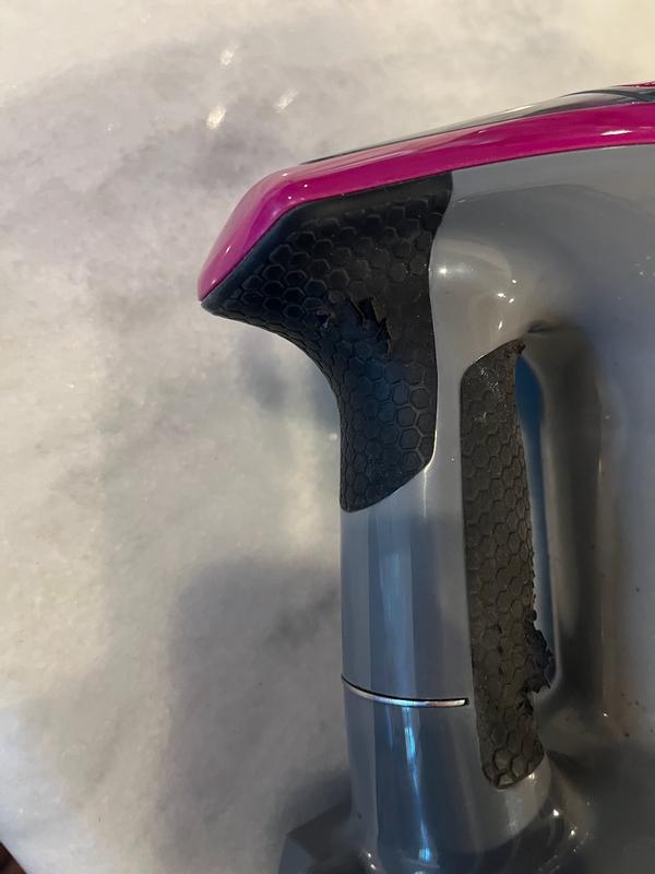 Peeling off rubber on the handle